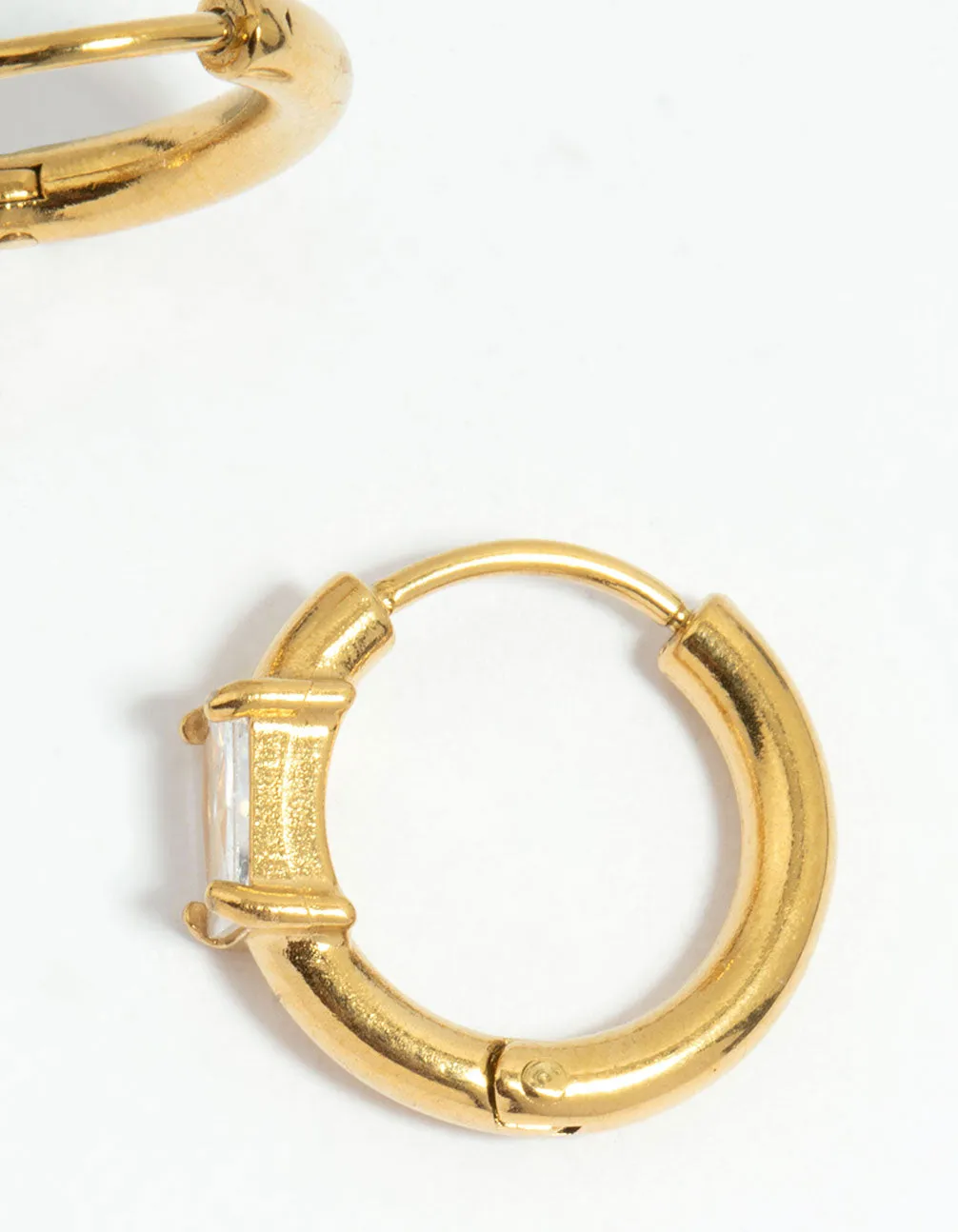 Waterproof Gold Plated Stainless Steel Cubic Zirconia Stud & Huggie Earrings 2-Pack sold by lovisa product image thumbnail 5