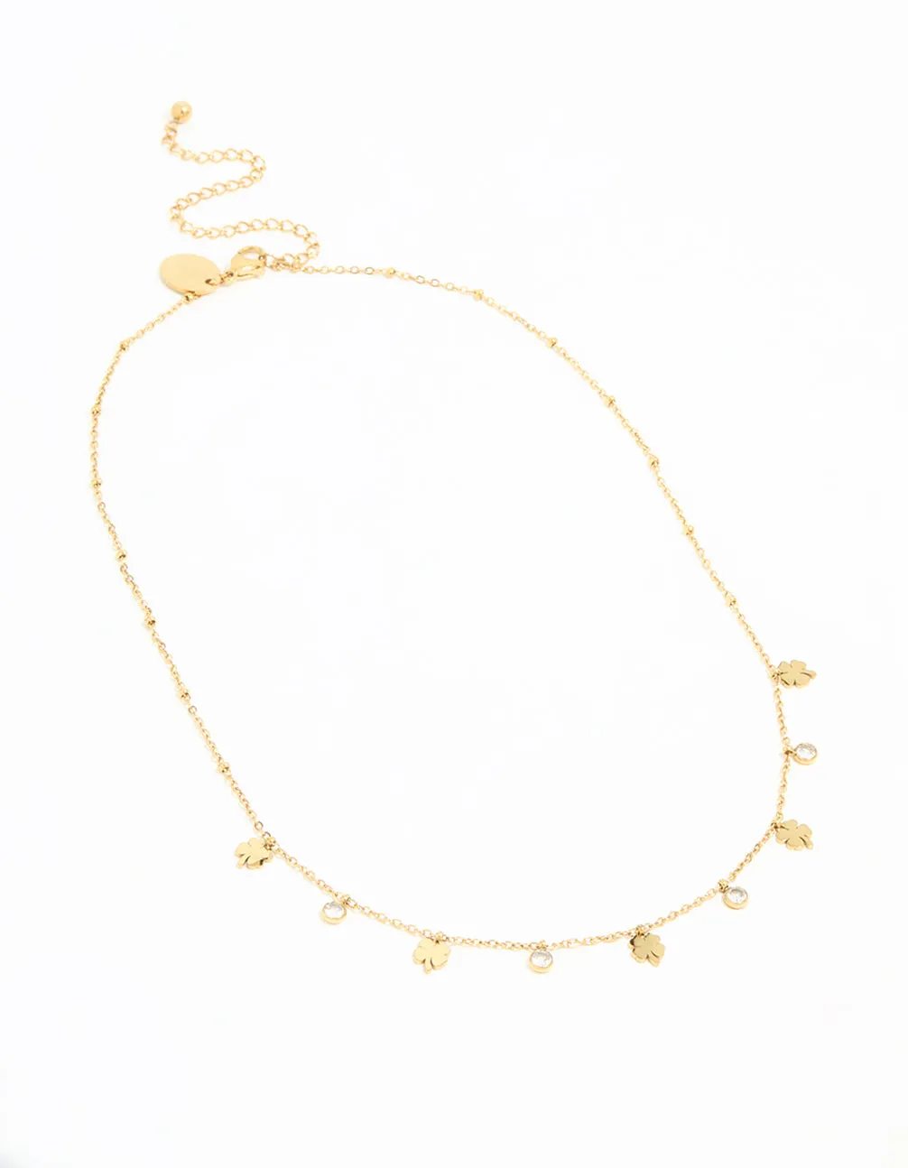 Waterproof Gold Plated Stainless Steel Cubic Zirconia Clover Pendant Necklace sold by lovisa product image thumbnail 4