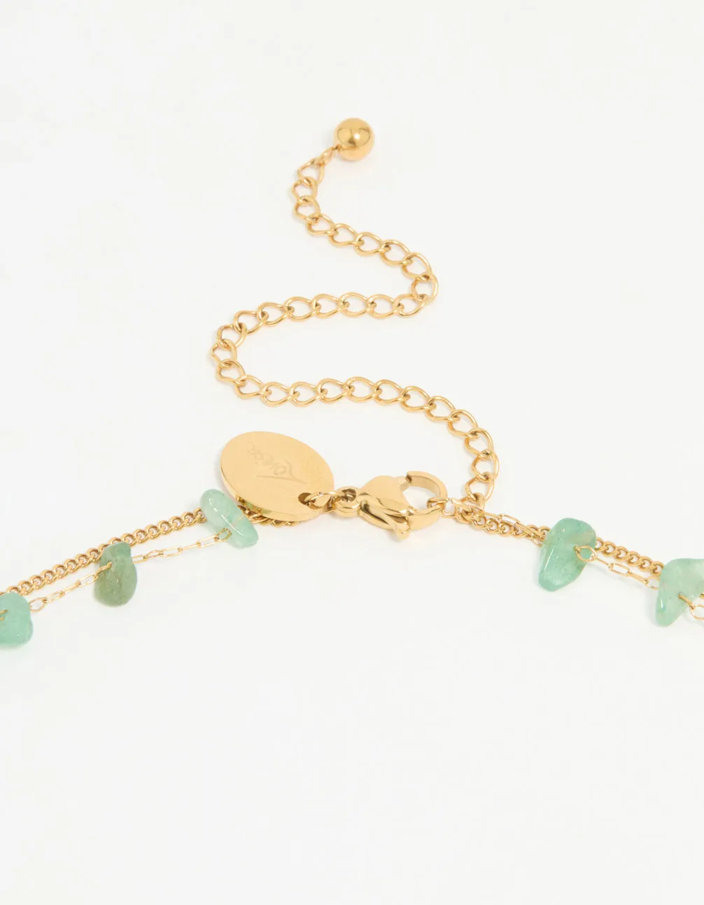 Waterproof Gold Plated Stainless Steel Green Stone Layered Necklace sold by lovisa product image thumbnail 3
