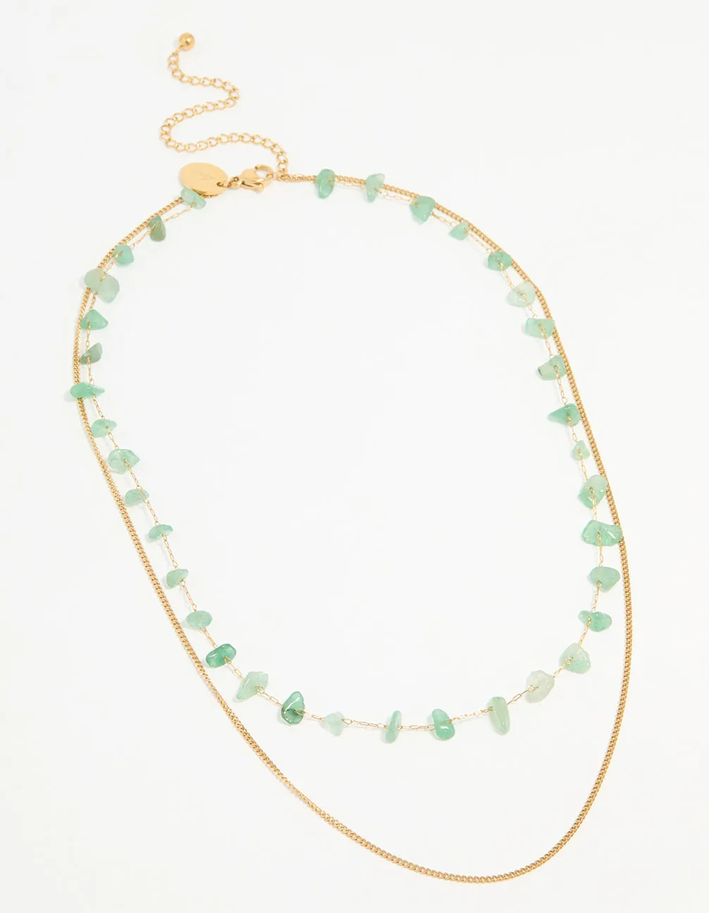 Waterproof Gold Plated Stainless Steel Green Stone Layered Necklace sold by lovisa product image thumbnail 2