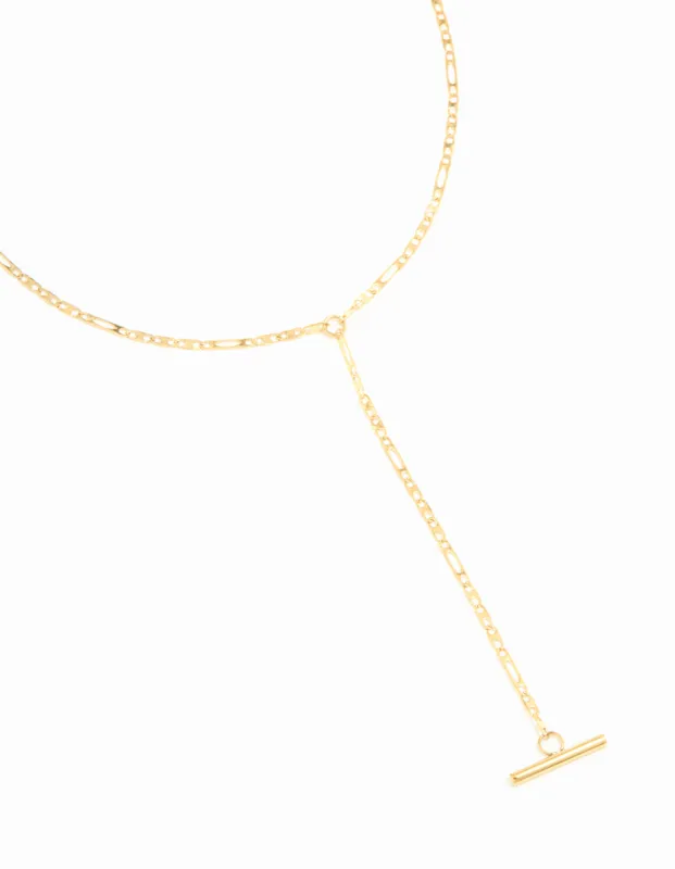 Waterproof Gold Plated Stainless Steel T-Bar Necklace sold by lovisa