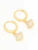 Gold Plated Sterling Silver Cubic Zirconia Flower Huggie Earrings sold by lovisa