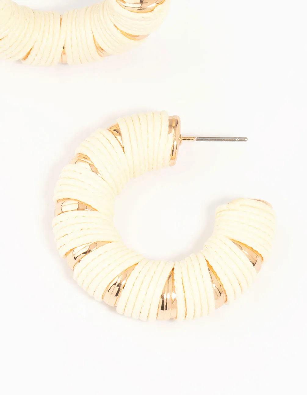 Gold & Paper Raffia Hoop Earrings sold by lovisa product image thumbnail 5