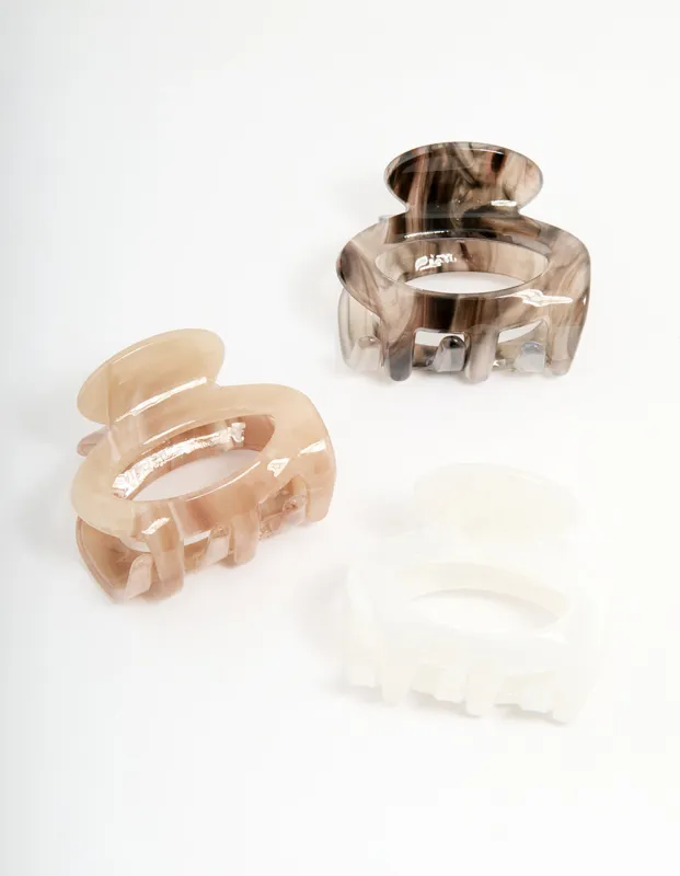 Neutral Acrylic Mini Oval Claw Clips 3-Pack sold by lovisa