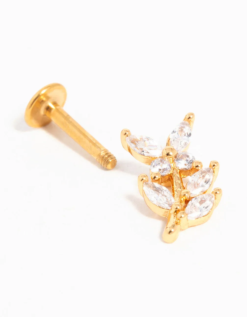 Gold Plated Titanium Cubic Zirconia Flower Flat Back Stud sold by lovisa product image thumbnail 2