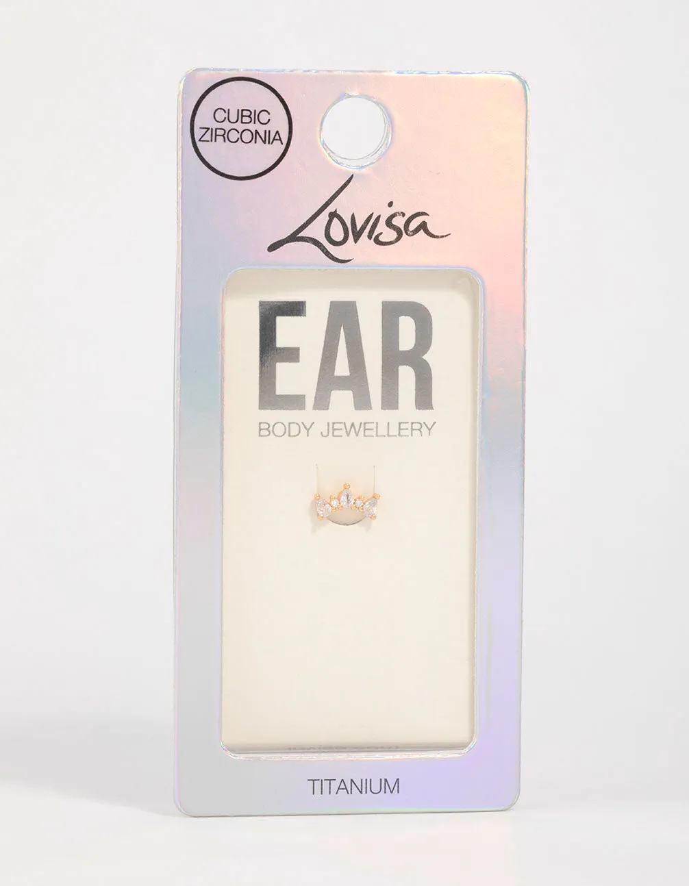 Gold Plated Titanium Cubic Zirconia  Pear Crawler Flat Back Stud sold by lovisa product image thumbnail 3