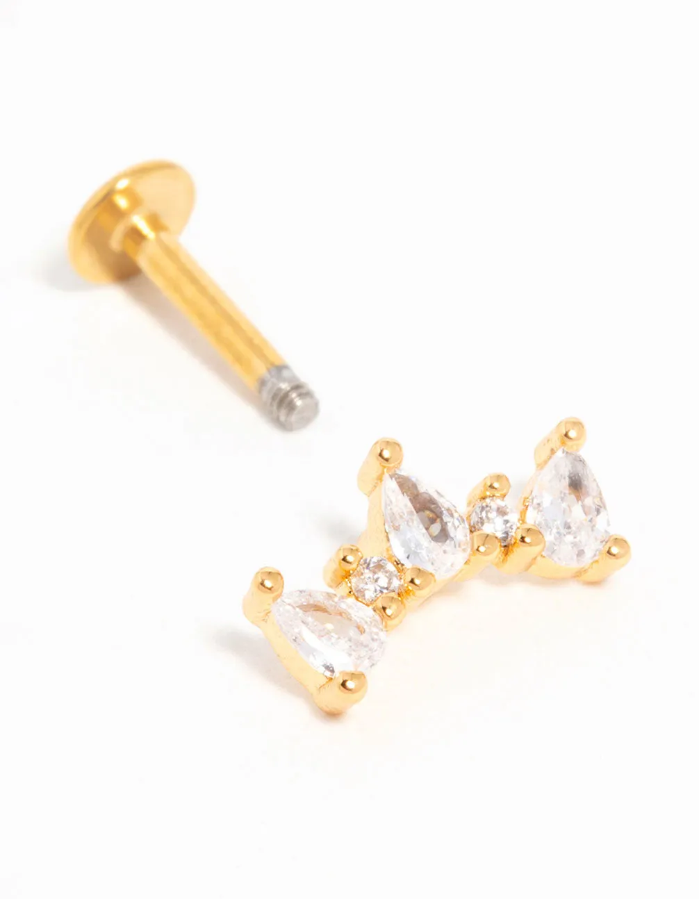 Gold Plated Titanium Cubic Zirconia  Pear Crawler Flat Back Stud sold by lovisa product image thumbnail 2