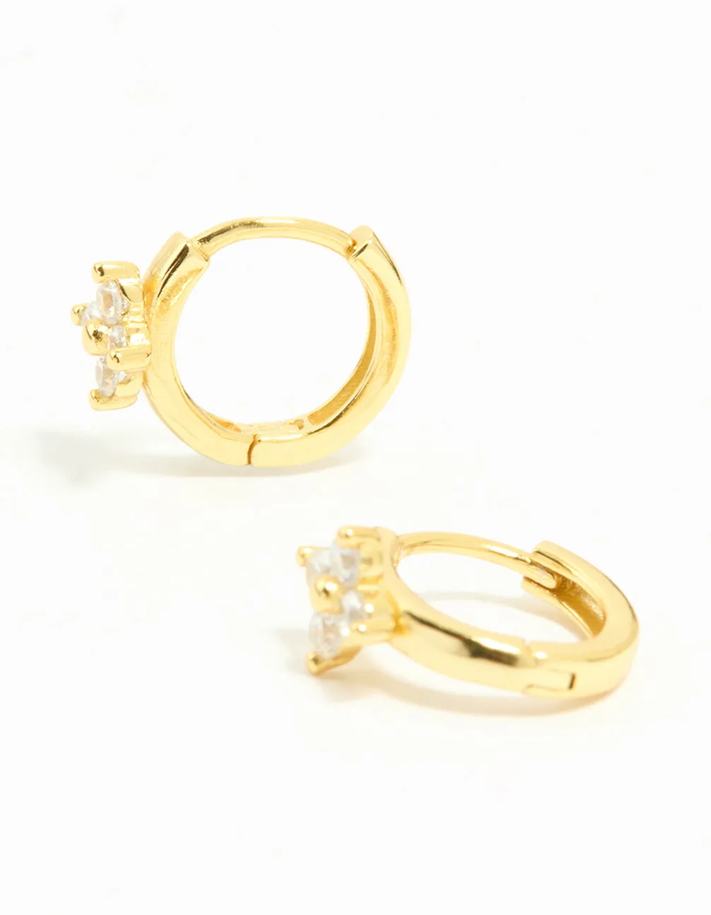 Gold Plated Sterling Silver Cubic Zirconia Flower Hoop Earrings sold by lovisa