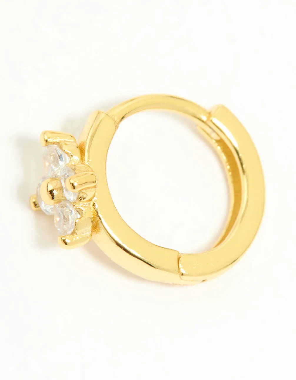 Gold Plated Sterling Silver Cubic Zirconia Flower Hoop Earrings sold by lovisa product image thumbnail 3