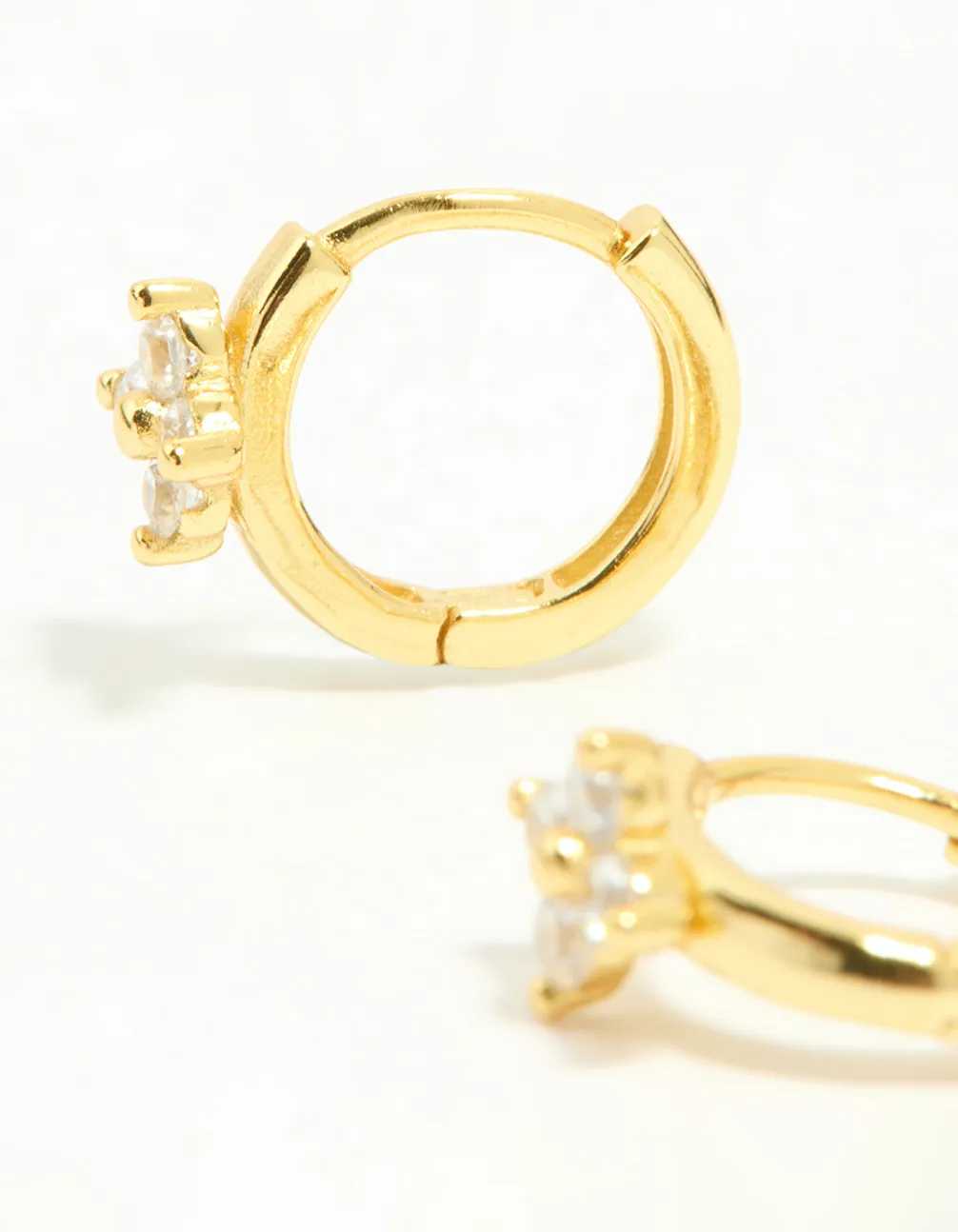 Gold Plated Sterling Silver Cubic Zirconia Flower Hoop Earrings sold by lovisa product image thumbnail 2