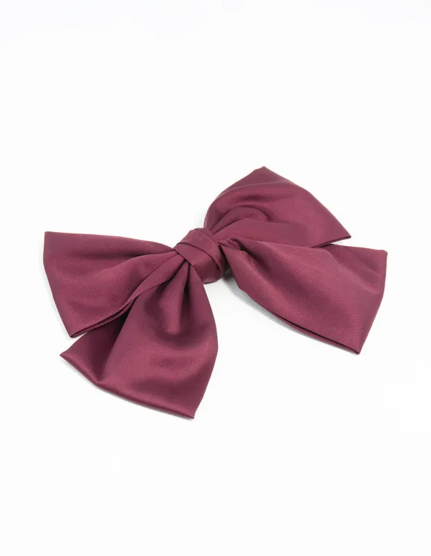 Burgundy Fabric Relaxed Medium Bow Clip sold by lovisa
