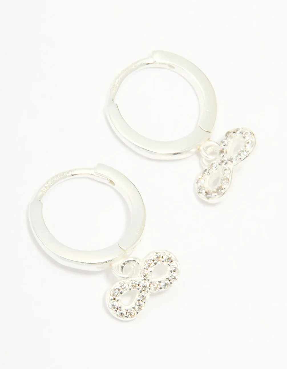 Sterling Silver Cubic Zirconia Infinity Huggie Earrings sold by lovisa