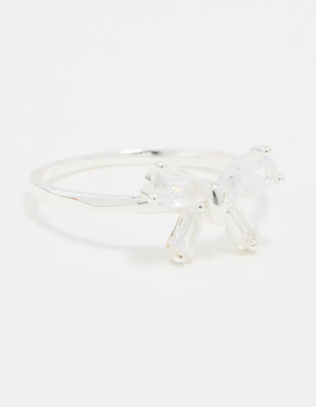 Sterling Silver Cubic Zirconia Bow Crystal Ring sold by lovisa