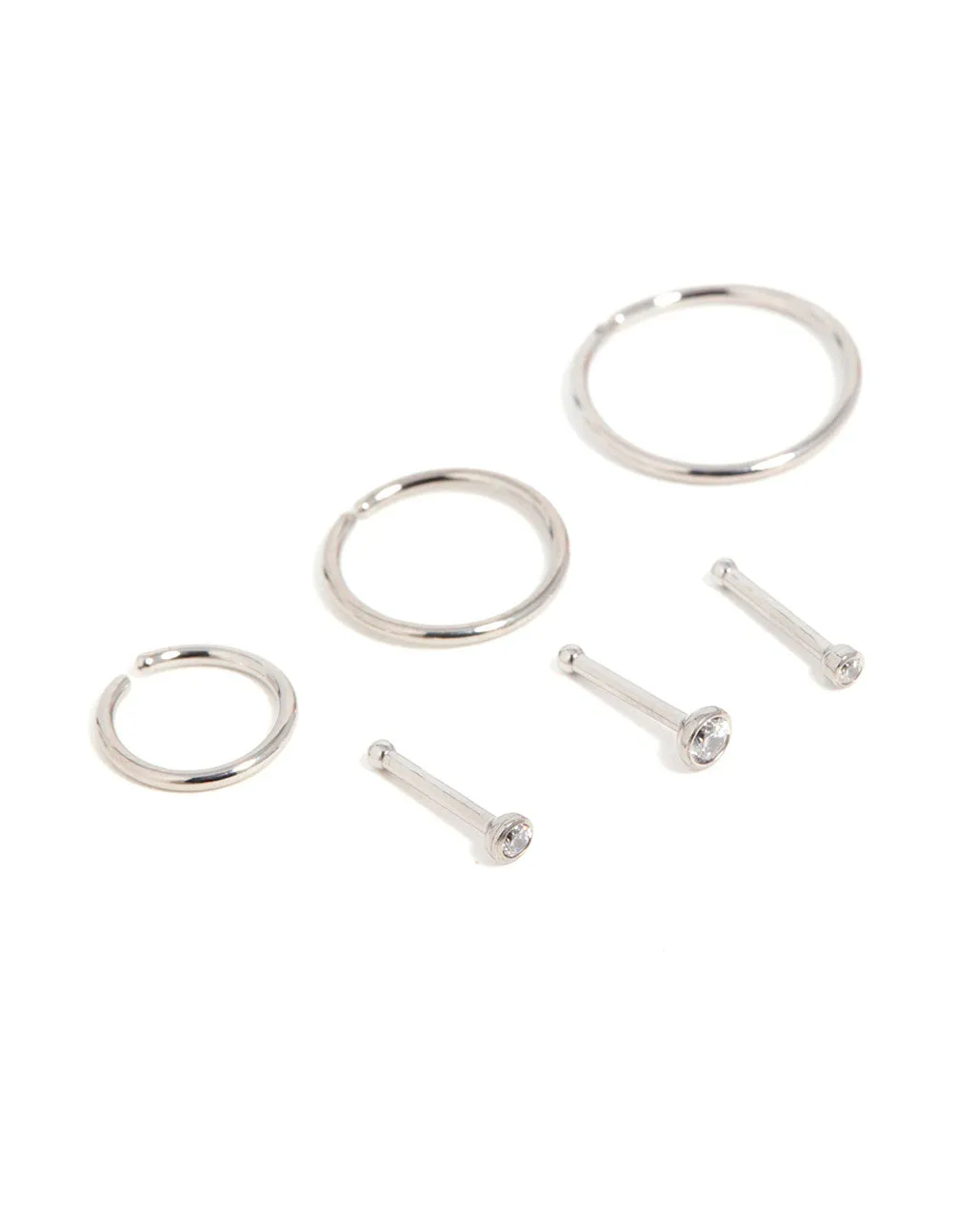 Titanium Cubic Zirconia Classic Nose Studs & Rings 6-Pack sold by lovisa