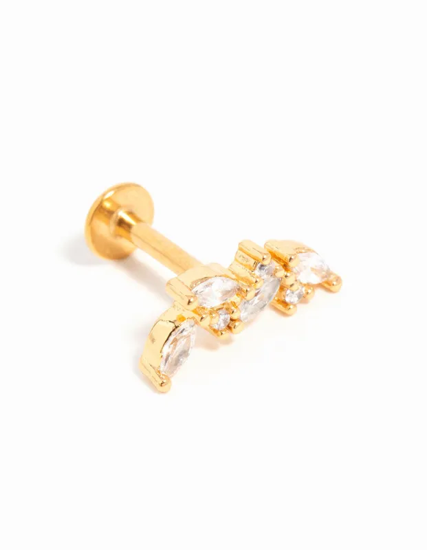 Gold Plated Titanium Cubic Zirconia Vine Crawler Flat Back Stud sold by lovisa