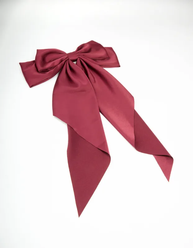Burgundy Bow Drop Bow Hair Clip sold by lovisa