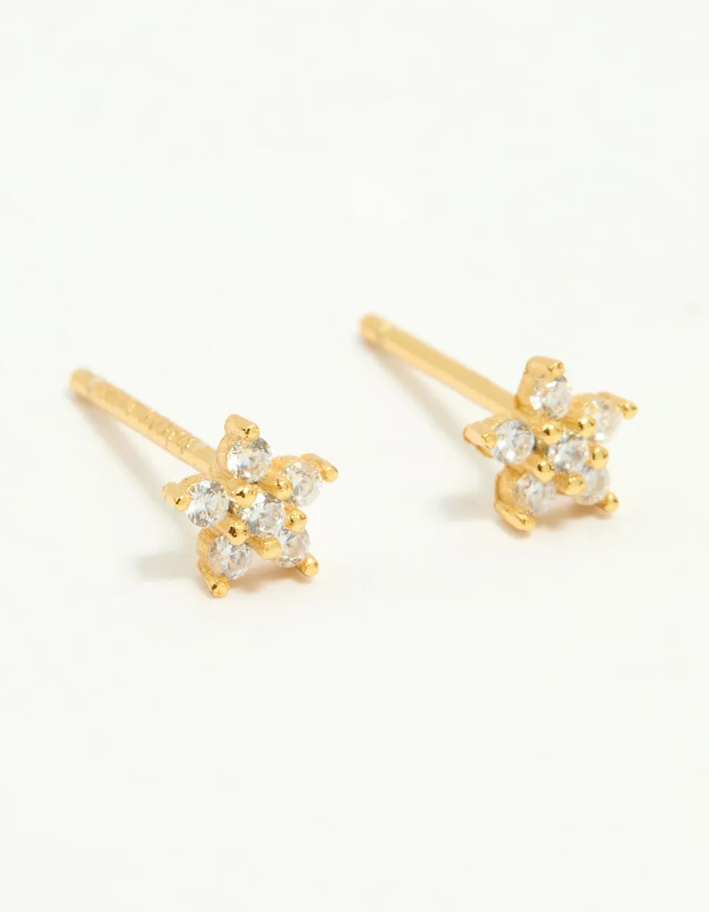 Gold Plated Sterling Silver Cubic Zirconia Flower Stud Earrings sold by lovisa