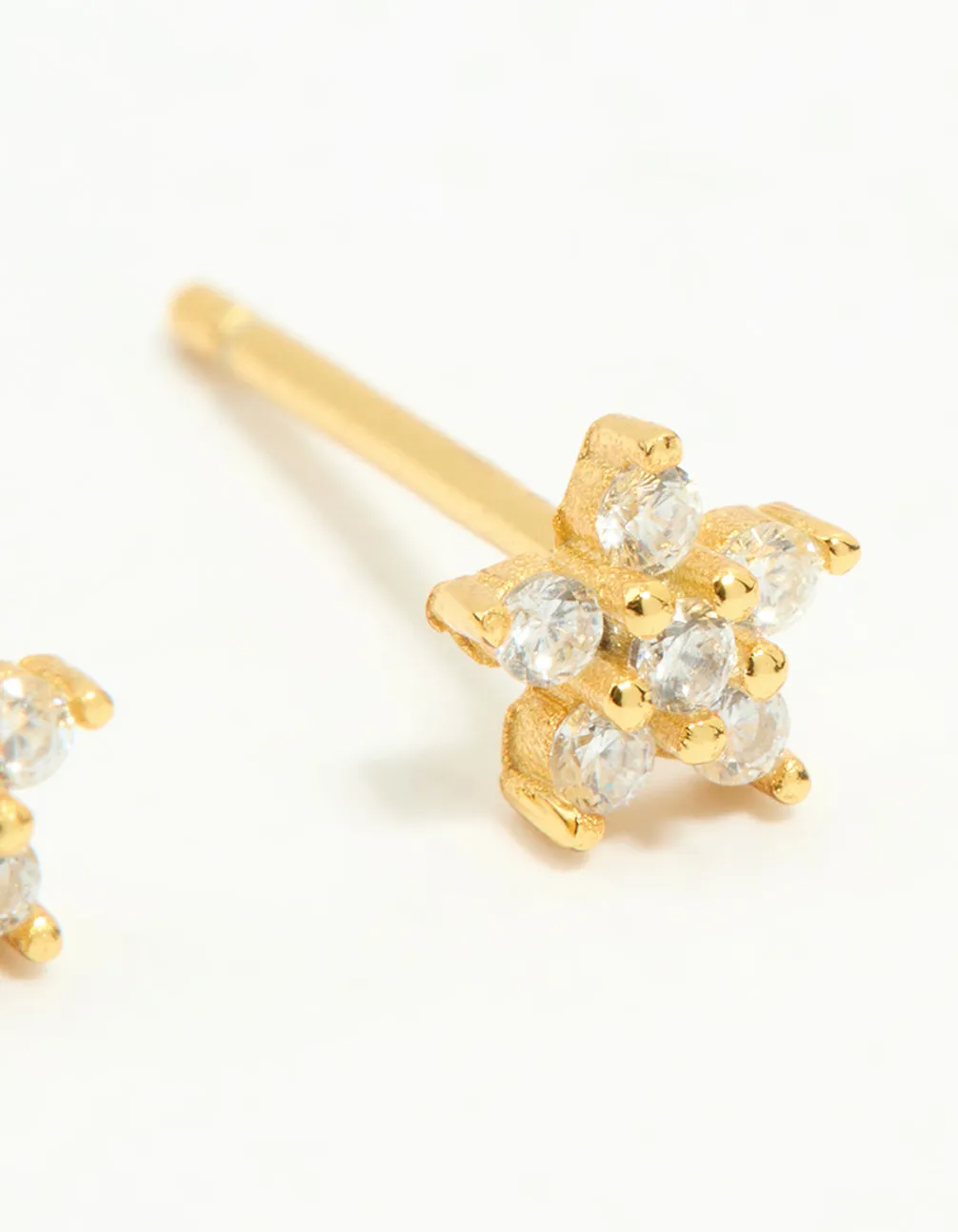 Gold Plated Sterling Silver Cubic Zirconia Flower Stud Earrings sold by lovisa product image thumbnail 3