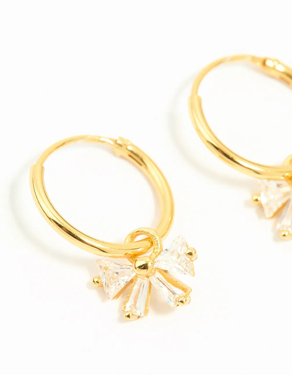 Gold Plated Sterling Silver Cubic Zirconia Bow Huggie Earrings sold by lovisa product image thumbnail 2