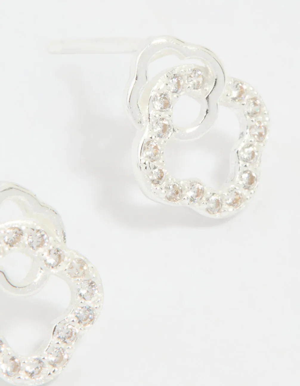 Sterling Silver Cubic Zirconia Double Flower Stud Earrings sold by lovisa product image thumbnail 3