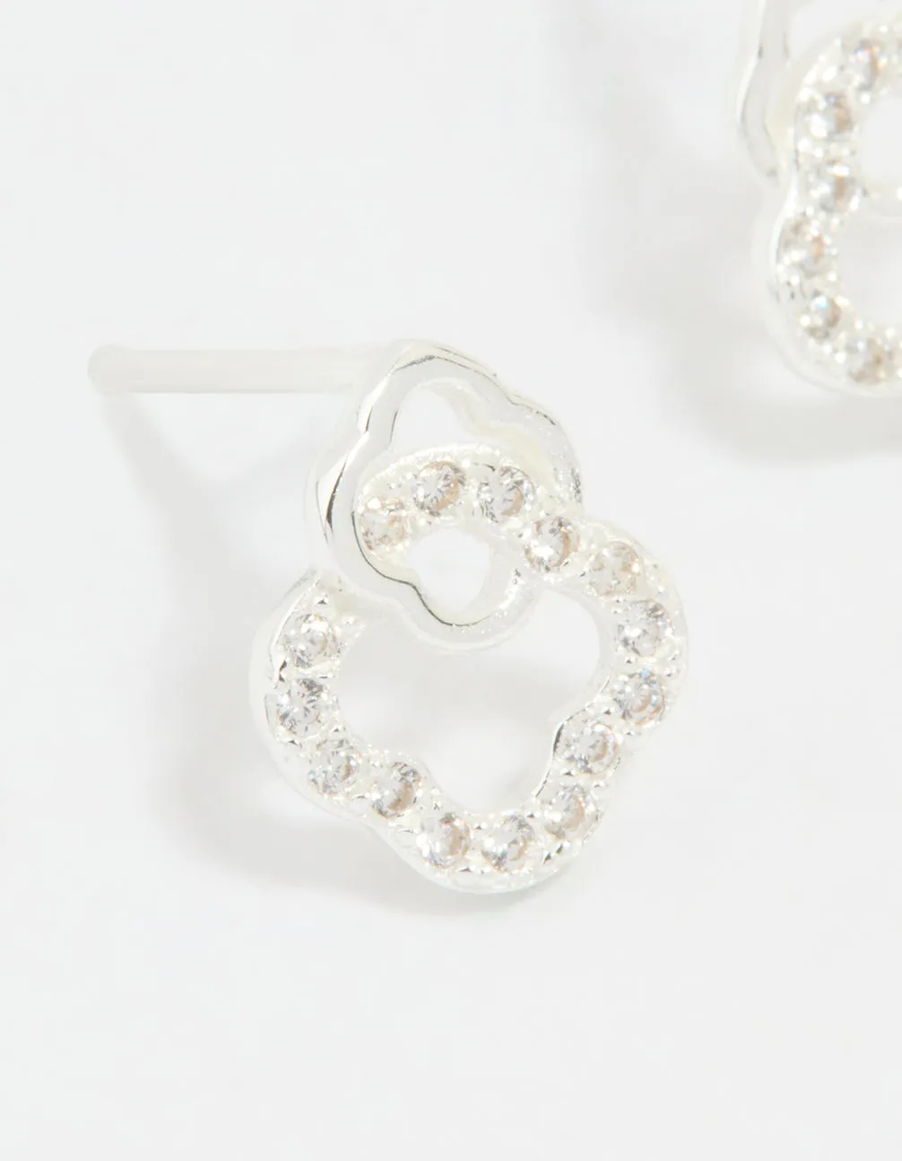 Sterling Silver Cubic Zirconia Double Flower Stud Earrings sold by lovisa product image thumbnail 2