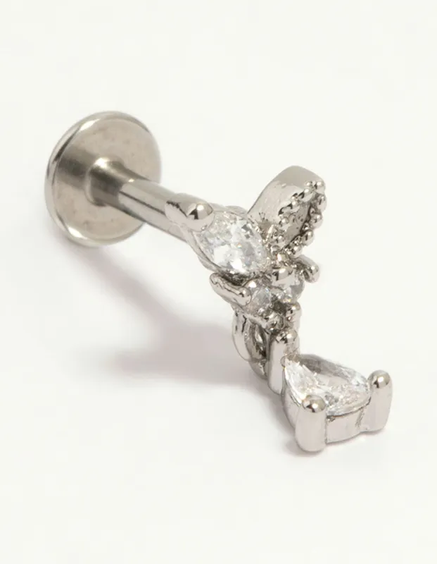 Surgical Steel Cubic Zirconia Marquise Drop Flat Back Stud sold by lovisa