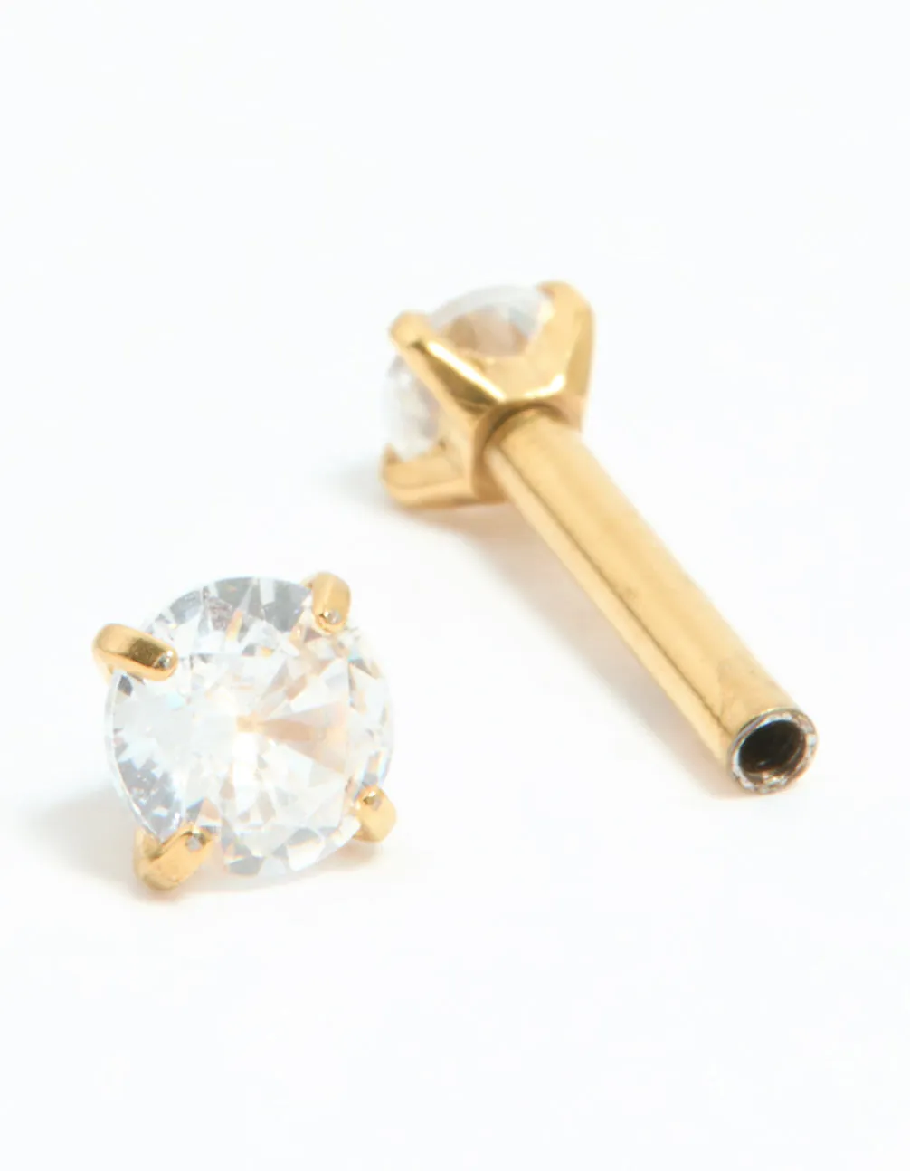 Gold Plated Surgical Steel Cubic Zirconia Reversible Flat Back Stud sold by lovisa product image thumbnail 2