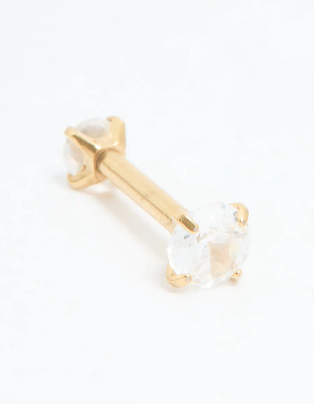 Gold Plated Surgical Steel Cubic Zirconia Reversible Flat Back Stud sold by lovisa