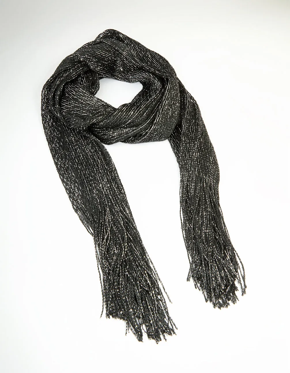 Black Glitter Fabric Draped Scarf sold by lovisa