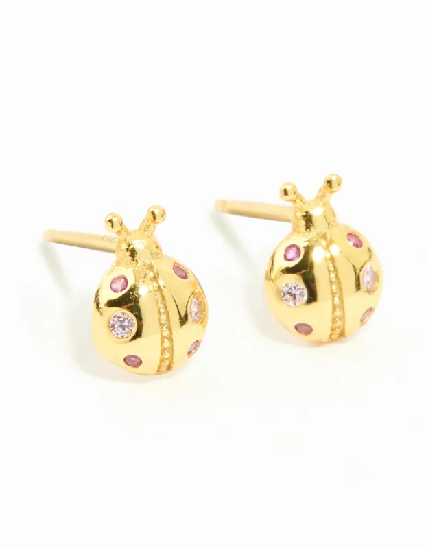 Gold Plated Sterling Silver Ladybug Stud Earrings sold by lovisa