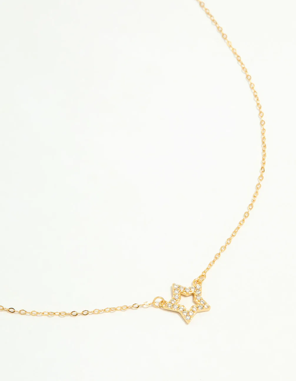 Gold Plated Sterling Silver Cubic Zirconia Pavé Star Necklace sold by lovisa