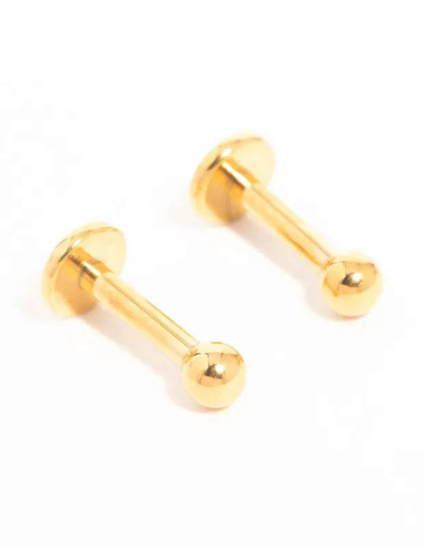 Gold Plated Titanium Micro Ball Flat Back Studs 2-Pack sold by lovisa