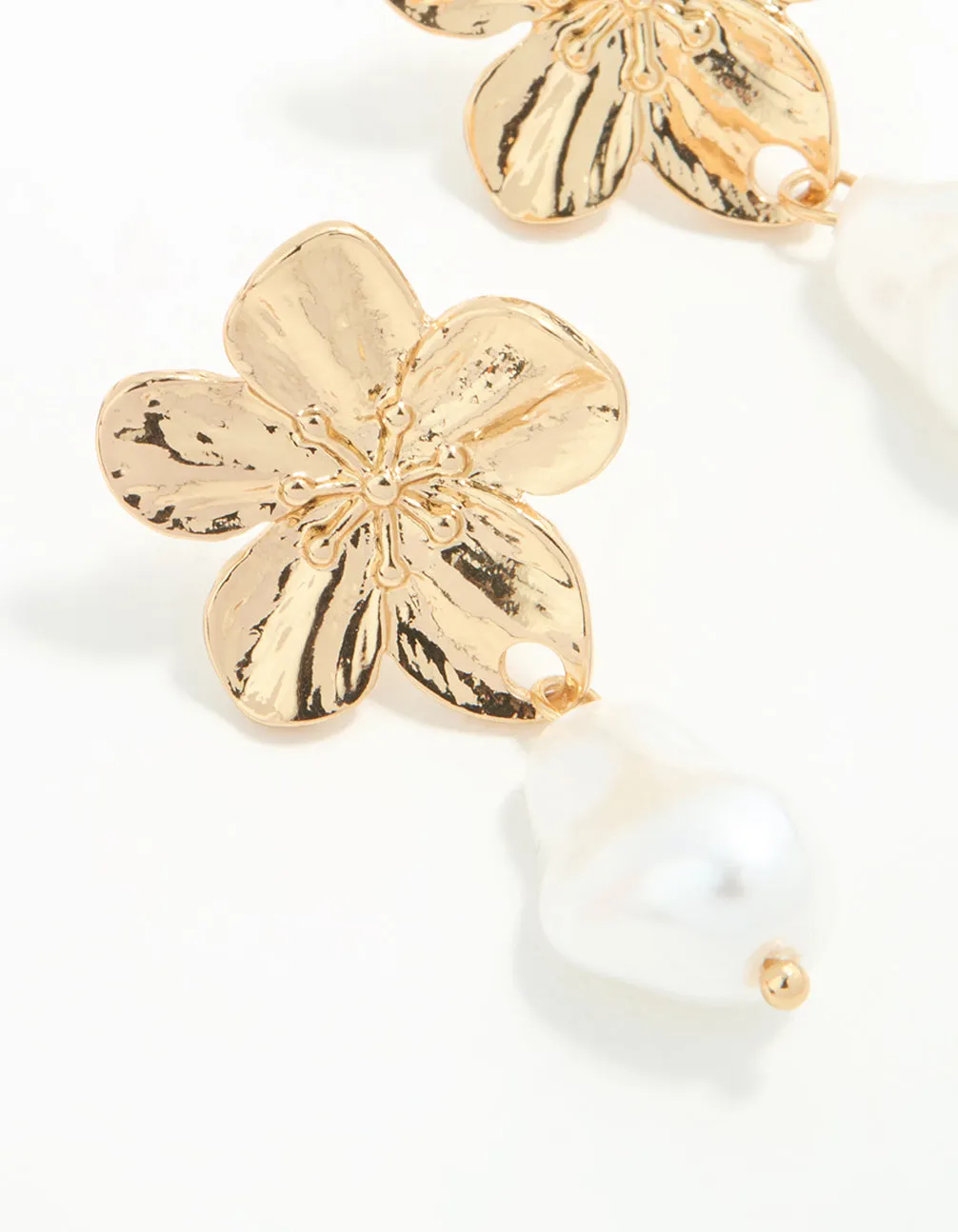 Gold Plated Pearl & Flower Drop Earrings sold by lovisa product image thumbnail 4