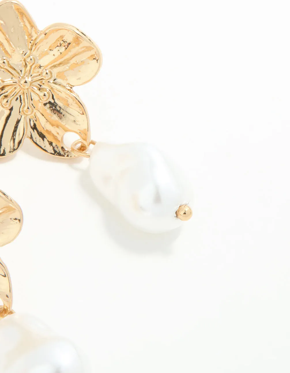 Gold Plated Pearl & Flower Drop Earrings sold by lovisa product image thumbnail 5