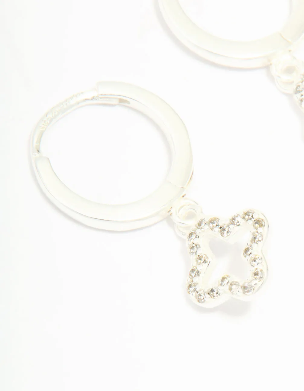 Sterling Silver Cubic Zirconia Flower Huggie Earrings sold by lovisa product image thumbnail 4