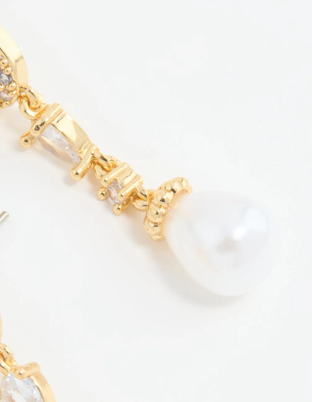 Gold Plated Cubic Zirconia Halo Pearl Drop Earrings sold by lovisa product image thumbnail 3