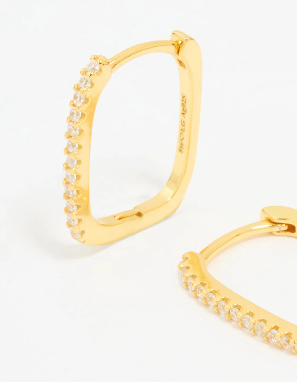 Gold Plated Sterling Silver Cubic Zirconia Pavé Oblong Hoop Earrings sold by lovisa product image thumbnail 2