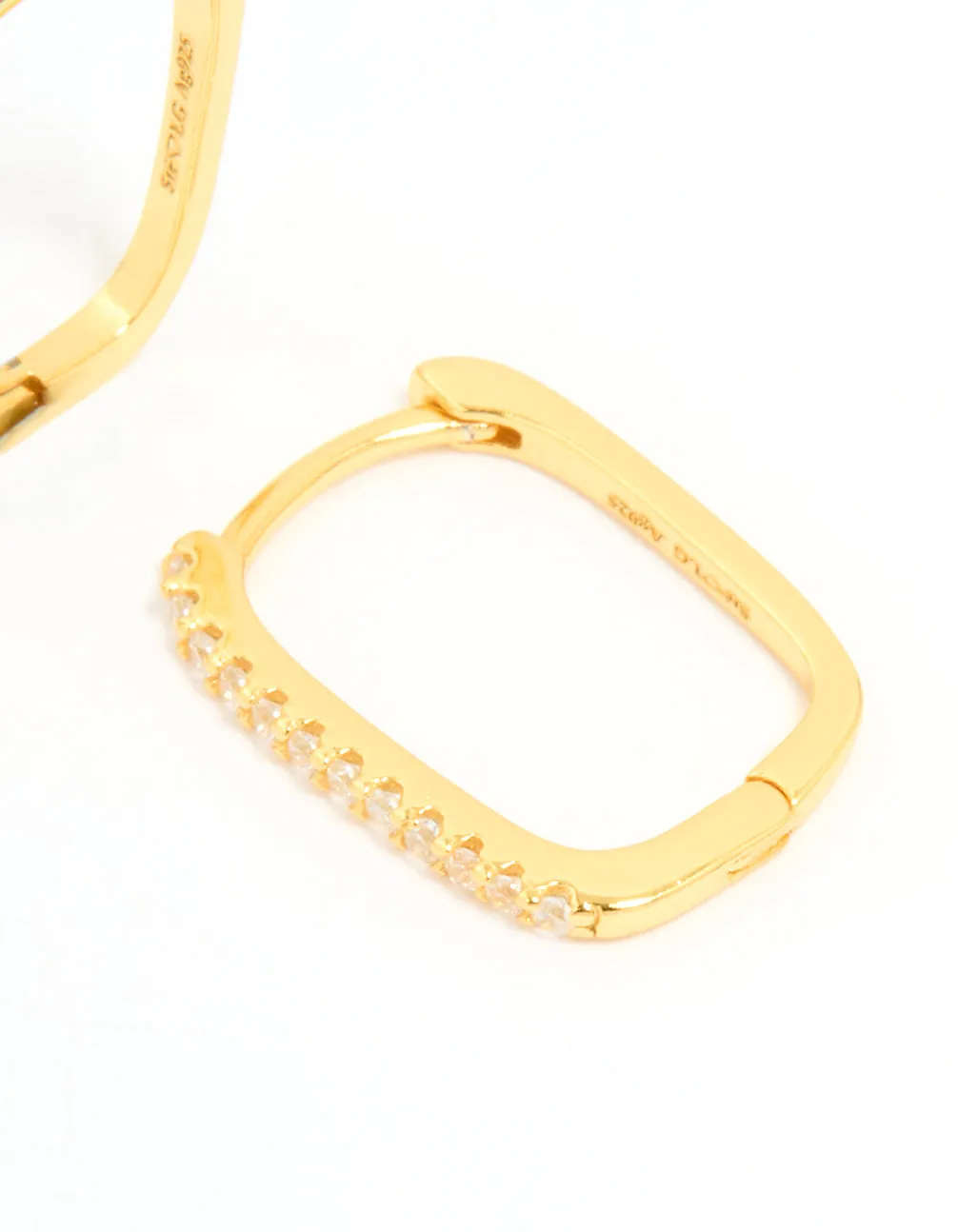 Gold Plated Sterling Silver Cubic Zirconia Pavé Oblong Hoop Earrings sold by lovisa product image thumbnail 3