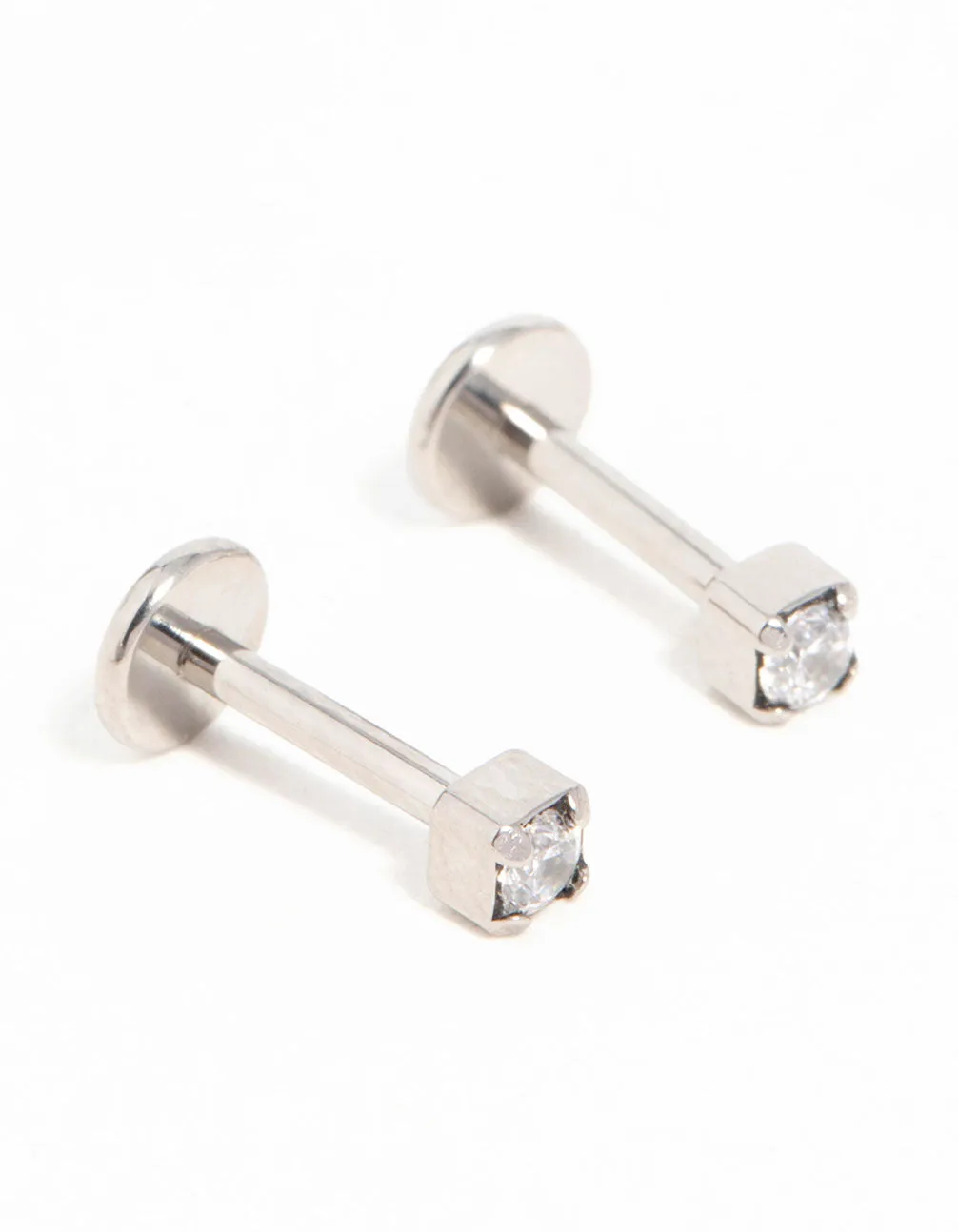 Titanium Cubic Zirconia Half Carat Flat Back Studs 2-Pack sold by lovisa