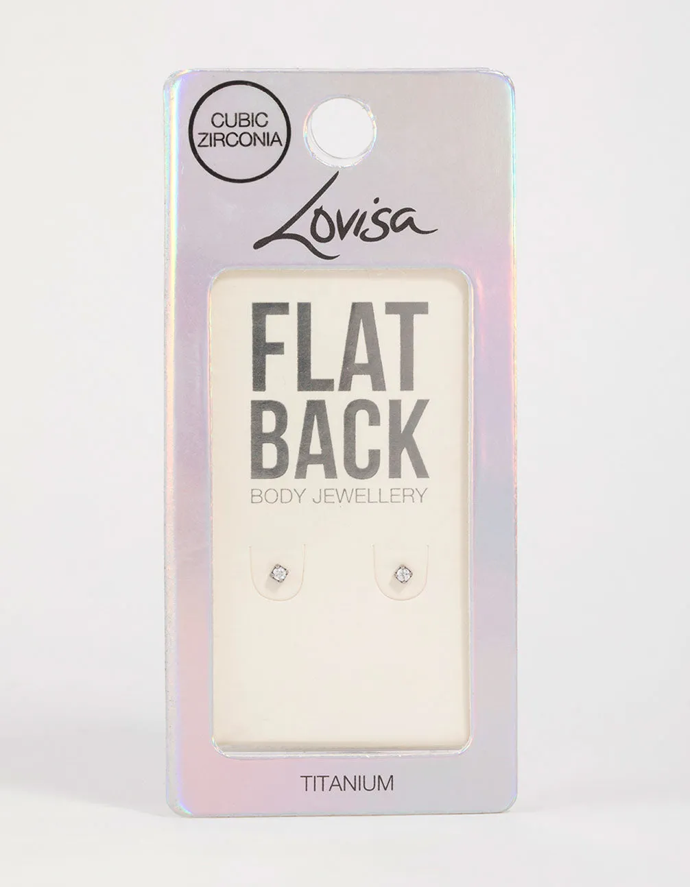 Titanium Cubic Zirconia Half Carat Flat Back Studs 2-Pack sold by lovisa product image thumbnail 5