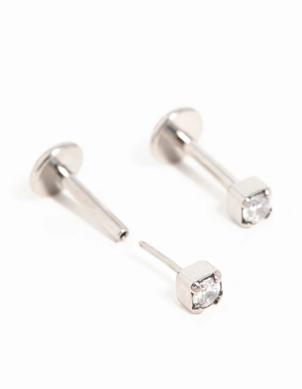 Titanium Cubic Zirconia Half Carat Flat Back Studs 2-Pack sold by lovisa product image thumbnail 4