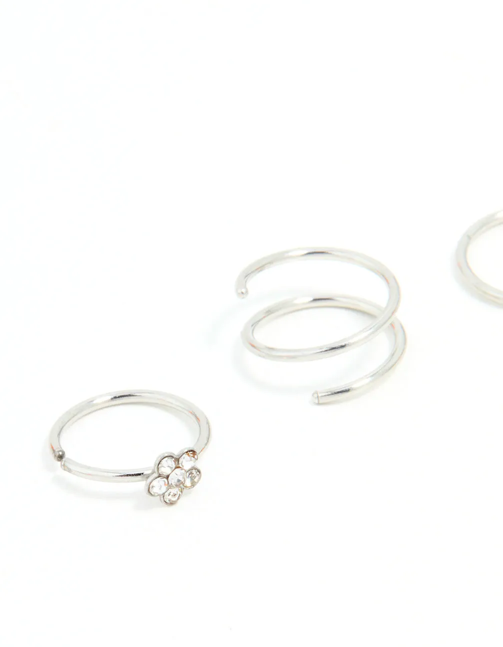 Surgical Steel Mixed Flower Hoop Nose Ring 3-Pack sold by lovisa product image thumbnail 2
