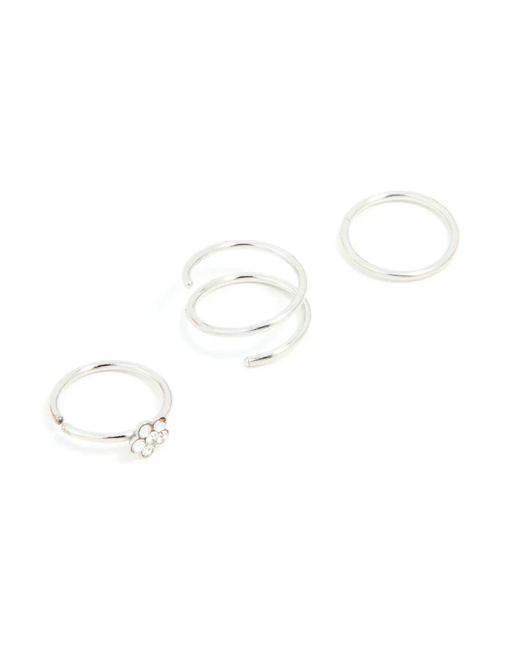 Surgical Steel Mixed Flower Hoop Nose Ring 3-Pack sold by lovisa