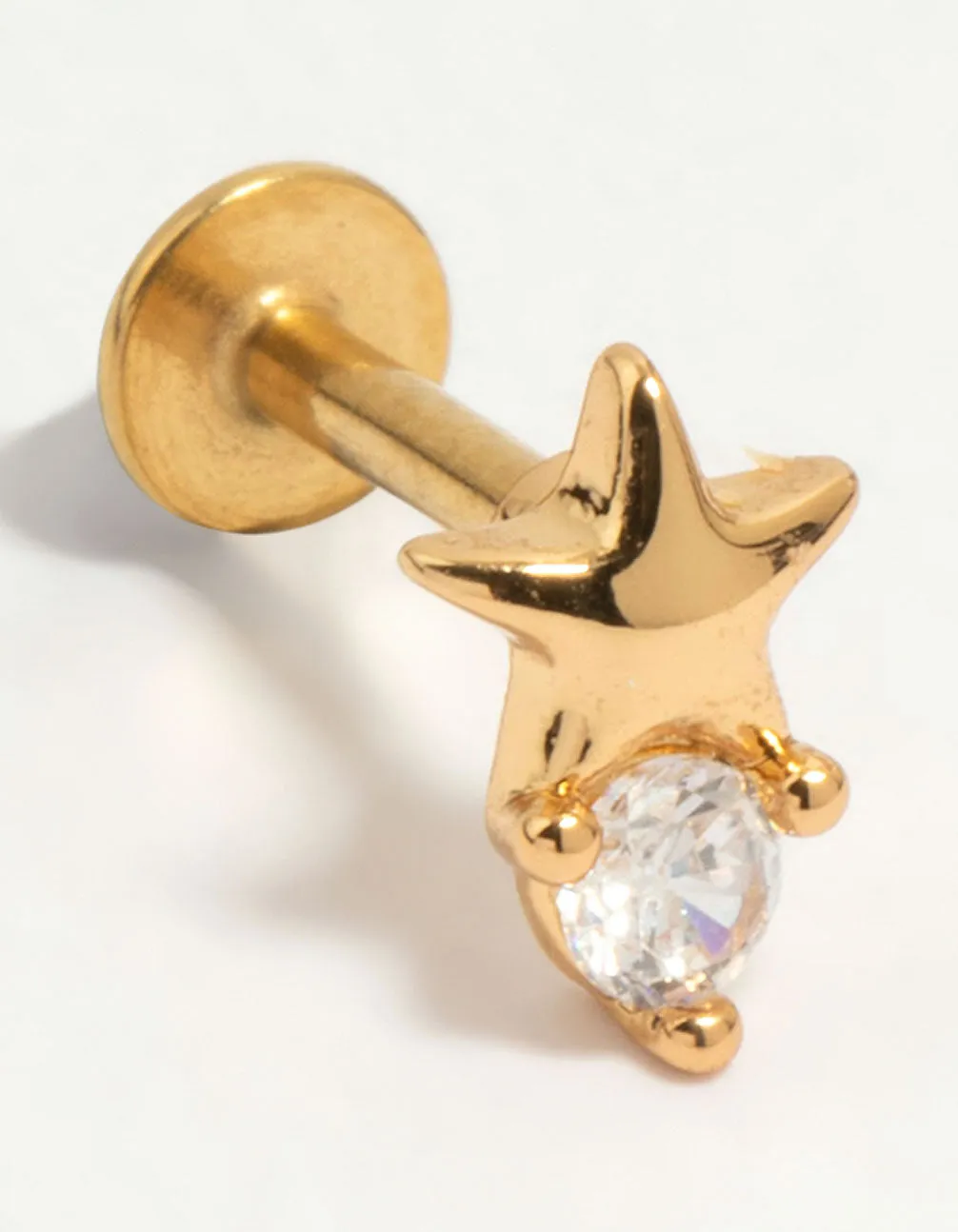 Gold Plated Surgical Steel Cubic Zirconia Micro Star Flat Back Stud sold by lovisa