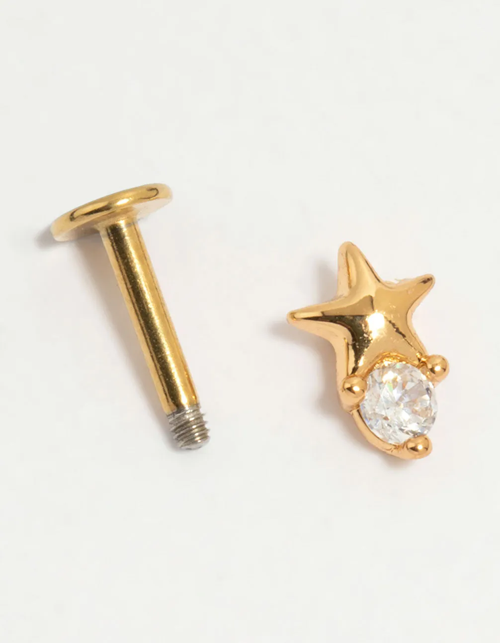 Gold Plated Surgical Steel Cubic Zirconia Micro Star Flat Back Stud sold by lovisa product image thumbnail 2