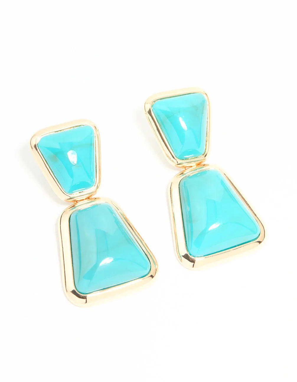Gold Blue Stone Statement Drop Earrings sold by lovisa
