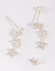 Sterling Silver Triple Star Drop Earrings sold by lovisa