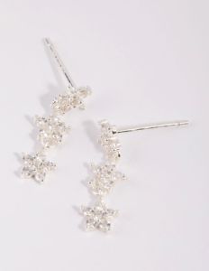Sterling Silver Triple Star Drop Earrings sold by lovisa
