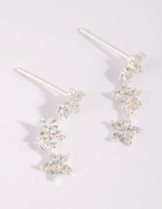 Sterling Silver Triple Star Drop Earrings sold by lovisa