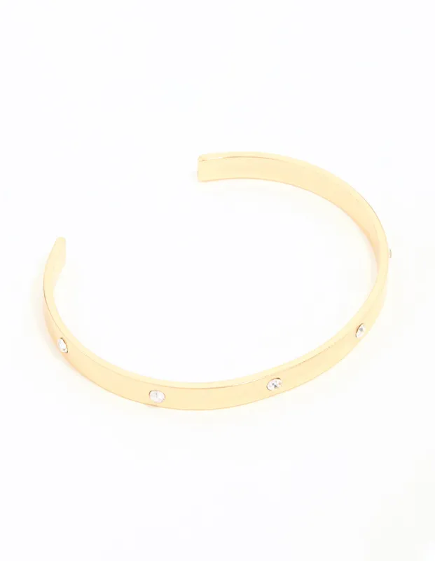Gold Diamante Open Wrist Cuff sold by lovisa